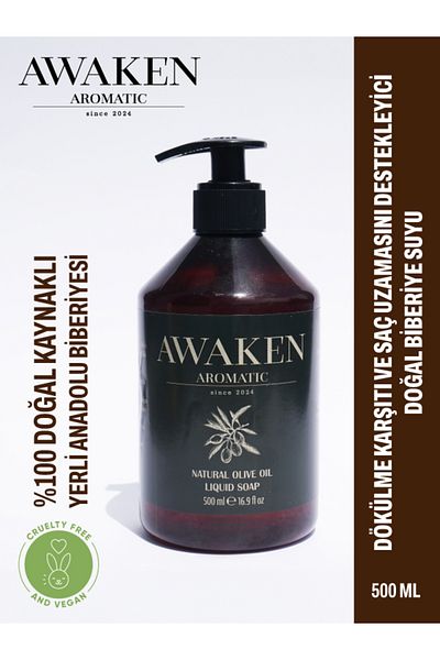 AWAKEN AROMATIC since 2024 Organic Vegan Olive Oil Liquid Castile Soap (All Skin Types), 500 ml