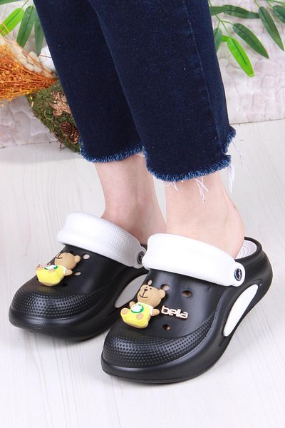 fort E468 Bella Black White Eva Material Sabo Doctor Medical Cook Daily Closed Toe Slippers