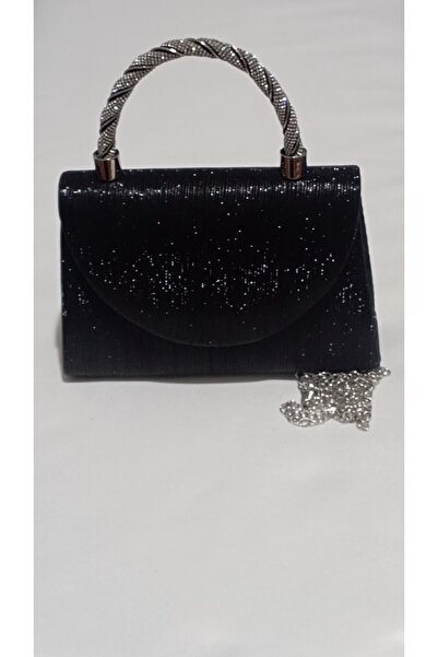 Şarra Gossi Geantă de seară neagră cu sclipici laser Geantă de seară neagră G...
