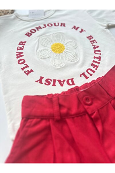 NOBLEKIDS Daisy Flower Girl Shorts Suit – Ecru/Red