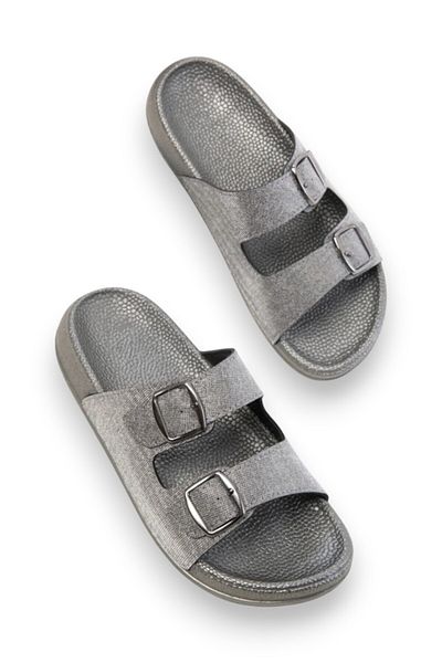Pienn 1150 Silver Glitter Detailed Comfortable Daily Women's Slippers