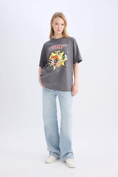 DeFacto Tricou cu mânecă scurtă cu imprimeu oversize pentru fete PowerPuff