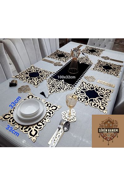 Şirin Hanem Mink Velvet Foil Embroidered Presentation Set Gold