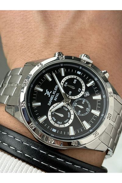 Daniel Klein Royal Silver Color Original Men's Wristwatch & Bracelet Set – Stylish Gift Box