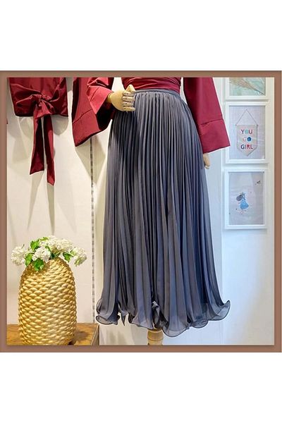 Nisa Luxury Boutique Modest Skirt - Gray - Long