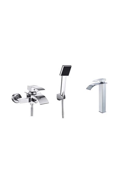 Blackswan Design Bathtub and sink mixer set, Blackswan, Type M85, shiny chrome model, size 30 cm