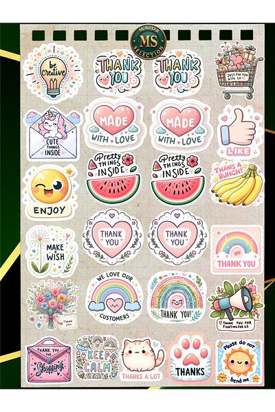 MS Major Selection 100 Mixed Message Sticker Set |   Thank You & Gift Tag |   Made with Love - Just for You
