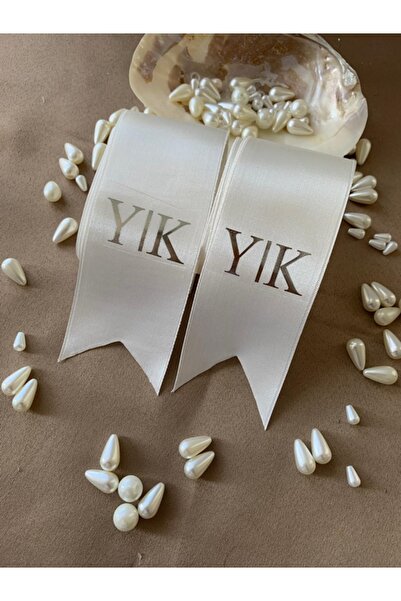 İsabella Accessories Gelin Damat İsimli Tören Takı Kurdelesi Krem Kişiye Özel Baskılı 2 Adet 6cm Eninde 2 Metre Boyunda