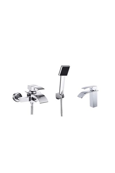 Blackswan Design Bathtub and sink mixer set, Blackswan, Type M84, shiny chrome model, size 23 cm