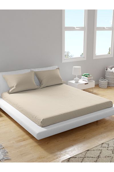 femmhome Premium 100% Cotton Akfil Fitted Sheet Set Single/Double/Twin (90/100/120/160/180) Flat Colors H-M