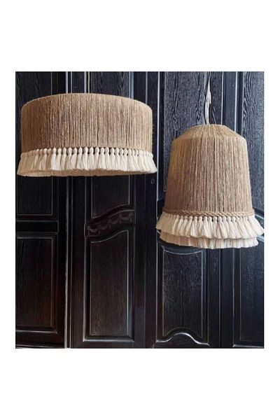 Findify Store Lighting Bohemian Jute Wrapped Macrame Tassel Drum Chandelier
