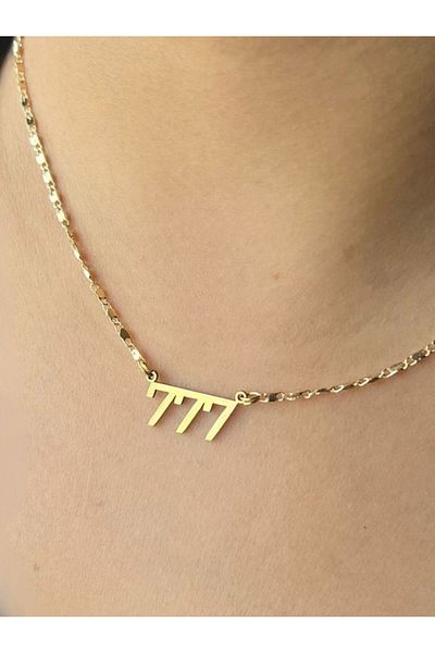 Tuana Trend Gold Color Angel Number 777 Steel Material Necklace Angel Number Necklace 777 Necklace