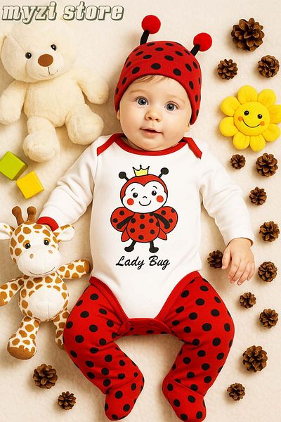 MYZİ STORE Baby Newborn Boy/Girl 100% Cotton 3-Piece Bodysuit Set