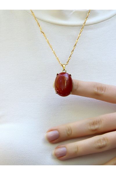 esha Natural Stone Agate Natural Stone Women's Antique Necklace Euk36A