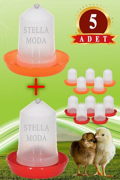 STELLA MODA Chick Quail Pigeon Water Bottle and Feeding Bowl Set 750 Ml 10 Pieces Şebap Fleet Pigeon Baby Bird Rooster