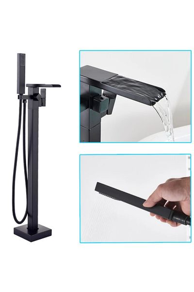 Blackswan Design Baterie cada Free standing, Blackswan, Tip Cascada M32, model negru mat, dimensiune 98 cm