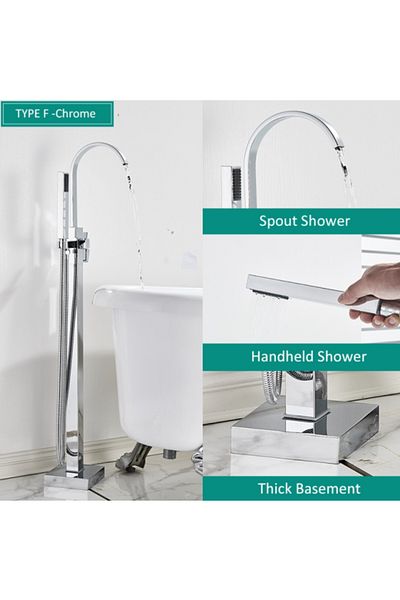 Blackswan Design Free standing bathtub faucet, Blackswan, Type M19, shiny chrome model, size 110 cm