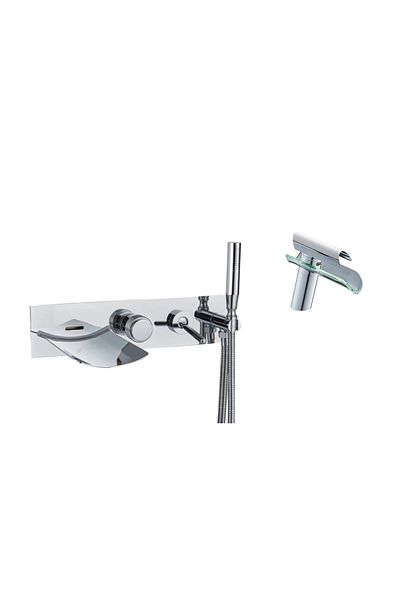 Blackswan Design Bathtub and sink mixer set, Blackswan, Type M63, shiny chrome model, size 40.7 cm