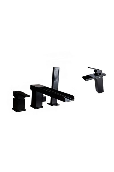 Blackswan Design Set baterie cada si baterie chiuveta, Blackswan, Tip M32, model negru mat, dimensiune 25.5 cm