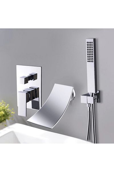 Blackswan Design Bathtub and sink mixer set, Blackswan, Type M2, shiny chrome model, size 18 cm