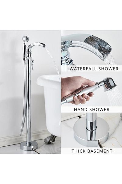Blackswan Design Free standing bathtub faucet, Blackswan, Type M74, shiny chrome model, size 91 cm