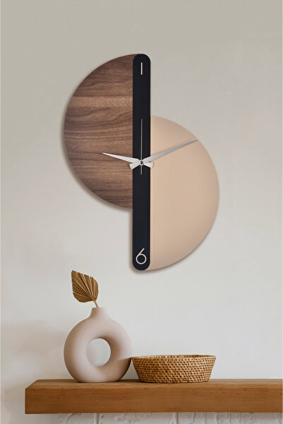 İnfigo Concept Dekoratif Ahşap Krem Duvar Saati Büyük Boy İki Yönlü Kullanım ...