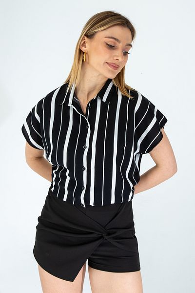 Nuevo Cămașă de damă cu mânecă liliac din viscoză cu model negru