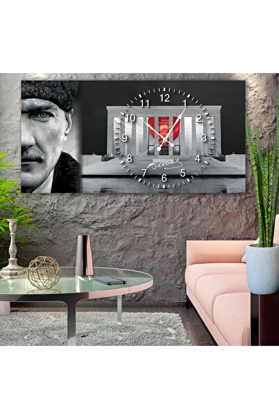 EMYA HOME Saatli Atatürk Panoramik Kanvas Tablo