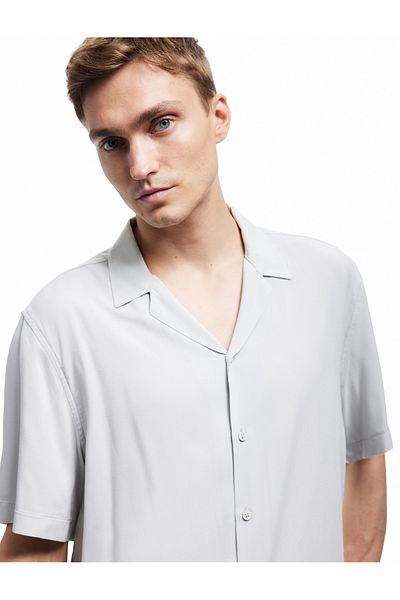 Koton Short Sleeve Turn-Down Collar Buttoned Viscose Shirt