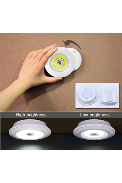Genel Markalar 3 Lü Kumandalı Yapışkanlı Kablosuz Pilli Led Spot Lamba Işıldak 313040