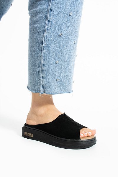Polomia Comfort Aya Women's Genuine Leather Suede Cool Rubber Detail Comfort Lightweight Flexible Sole Comfortable Daily Sandals Slippers
