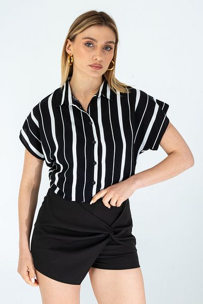 Nuevo Cămașă de damă cu mânecă liliac din viscoză cu model negru