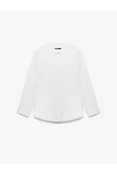 Koton Μακρυμάνικο πουκάμισο με κανονική εφαρμογή από βαμβακερό γιακά