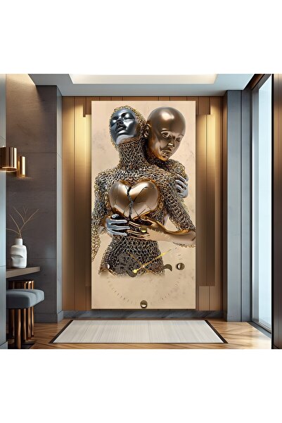 EMYA HOME Saatli Aşkın Gücü Panoramik Kanvas Tablo