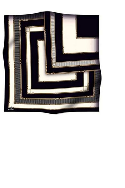 Vissona Twill Silk Φουλάρι Μαύρο, Κρεμ