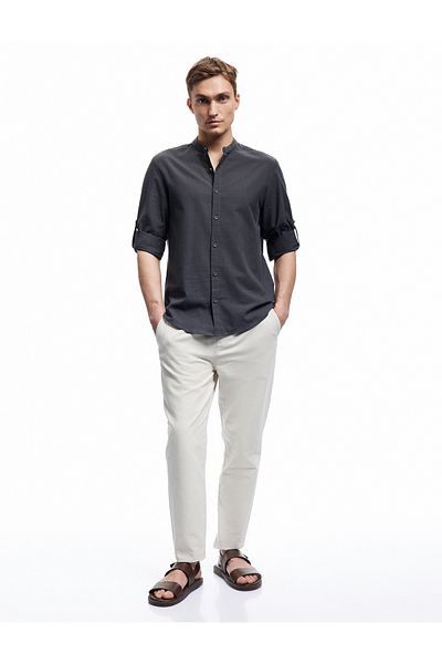 Koton Long Sleeve Buttoned Regular Fit Cotton Judge Collar Shirt