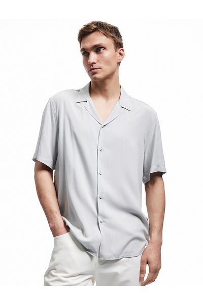 Koton Short Sleeve Turn-Down Collar Buttoned Viscose Shirt