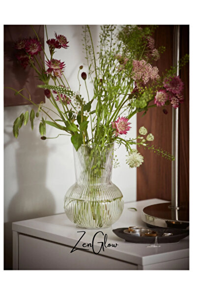 ZenGlow Dekoratif Vazo Küçük Boy Karaf 17 Cm Saydam Cam