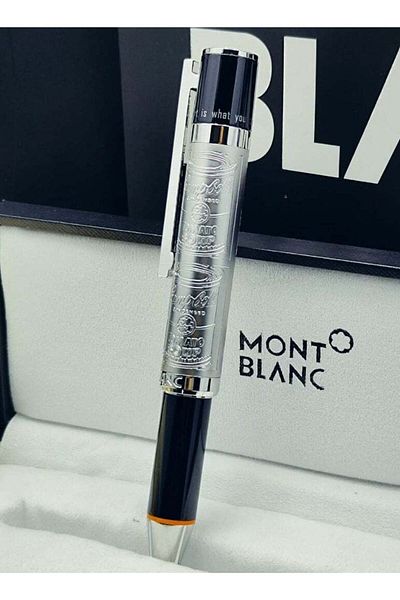 Mont Blanc Mont Bleu Stainless Steel Pen with Cap High Quality