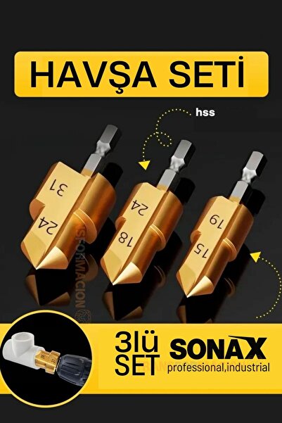 Transformacion Plastik Boru Açma Pvc Pprc Boru Tamir Delme Genişletme Onarımı İçin 3lü Havşa Seti
