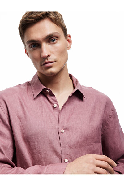 Koton Klasik Yaka Regular Fit Uzun Kollu Keten Gömlek