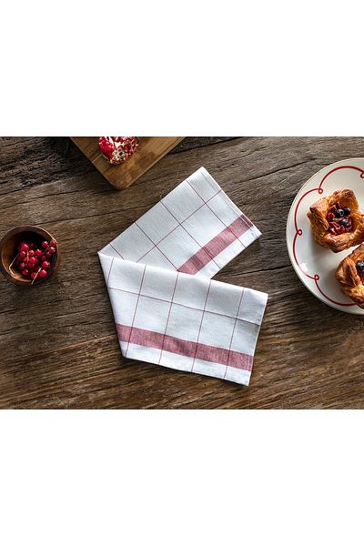 English Home Creamy Cârp?De Uscat Din Bumbac 30x50 Cm Roşu
