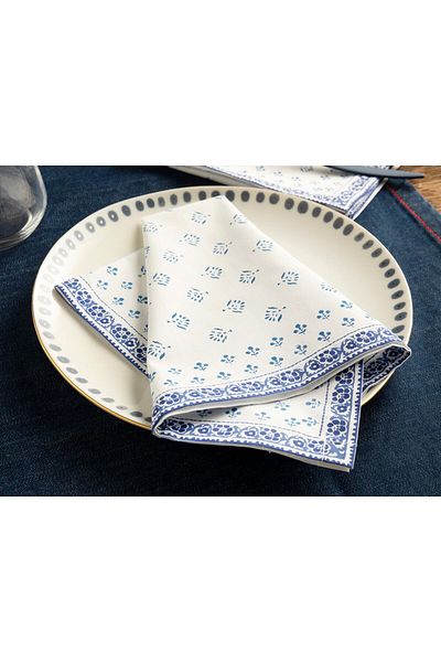 English Home Χαρτοπετσέτες επισκεπτών Braid Dots Cotton 2 τεμαχίων 40x40 cm Μπλε-σκούρο μπλε