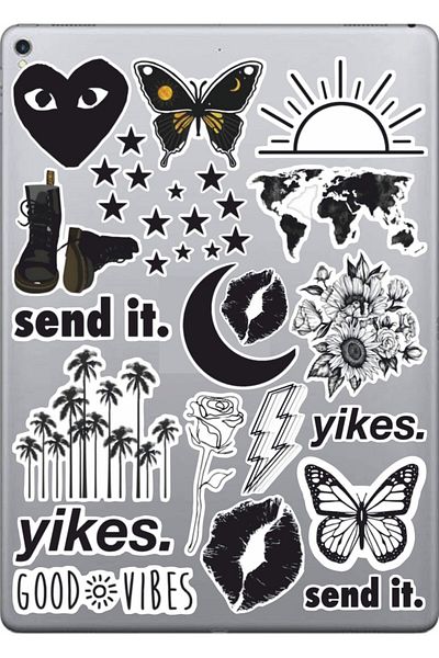 hediyenebak Black Black Sticker Set |   Laptop Agenda Pc Tablet Phone Notebook Sticker Bullet Journal