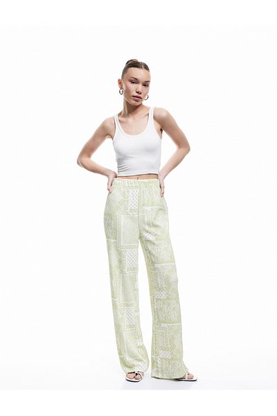 Koton Hose mit weitem Bein und elastischem Bund und hoher Taille
