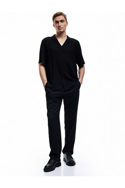 Koton Short Sleeve Turn-Down Collar Buttoned Viscose Shirt