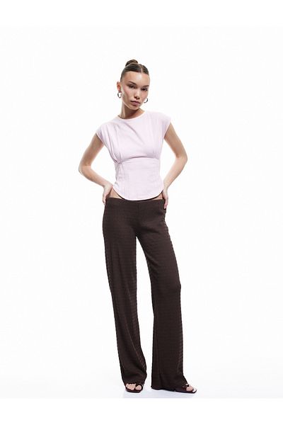 Koton Crew Neck Corset Detailed Slim Fit Sleeveless Crop T-Shirt