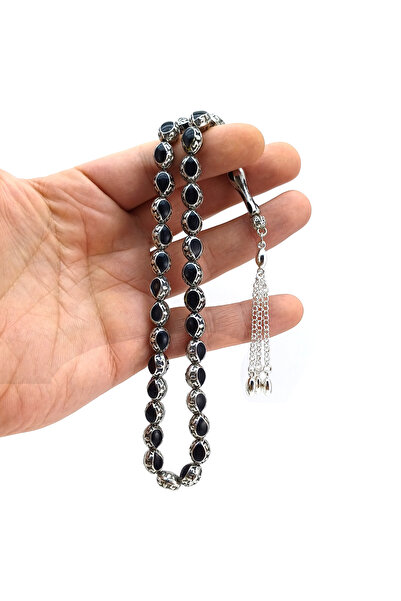 Selderesi Siyah Mineli Metal Alpaka Ağır Tesbih Döküm AĞIR TESPİH