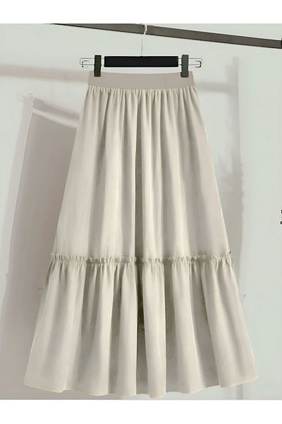 Modamorfo Elastic Waist Parachute Skirt - Beige