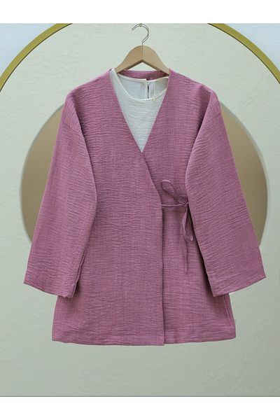 Modamorfo Kimono de in cu cravată laterală - Vișine